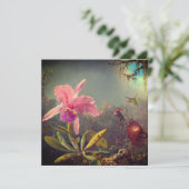 Cattleya Orchid en drie kolibries kop Kaart (Staand voorkant)