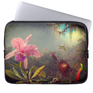 Cattleya Orchid en drie kolibries kop Laptop Sleeve