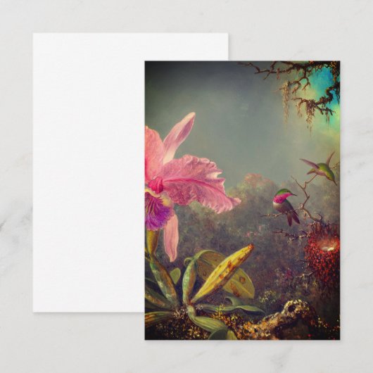 Cattleya Orchid en drie kolibries kop RSVP Kaartje (Voorkant / Achterkant)