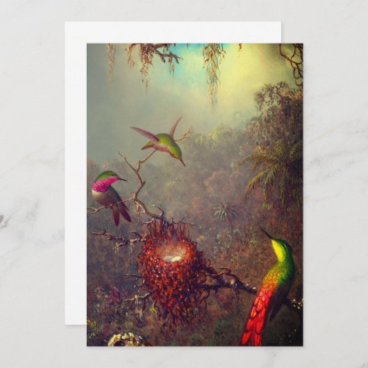 Cattleya Orchid en drie kolibries kop Save The Date (Voorkant / Achterkant)