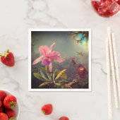 Cattleya Orchid en drie kolibries kop Servet (Insitu)