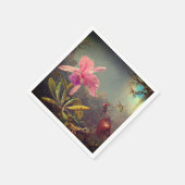 Cattleya Orchid en drie kolibries kop Servet (Hoek)