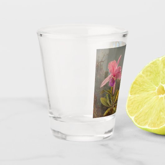 Cattleya Orchid en drie kolibries kop Shot Glas (Links)