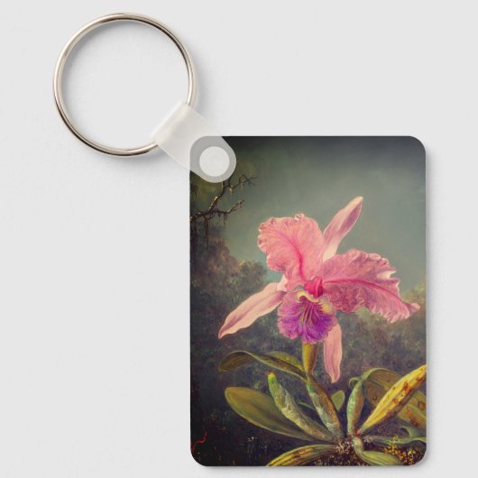 Cattleya Orchid en drie kolibries kop Sleutelhanger (Voorkant)