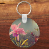 Cattleya Orchid en drie kolibries kop Sleutelhanger (Achterkant)
