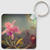 Cattleya Orchid en drie kolibries kop Sleutelhanger (Achterkant)