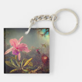 Cattleya Orchid en drie kolibries kop Sleutelhanger (Achterkant)