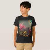 Cattleya Orchid en drie kolibries kop T-shirt (Voorkant volledig)