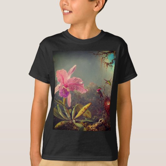 Cattleya Orchid en drie kolibries kop T-shirt (Voorkant)
