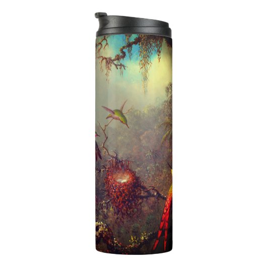 Cattleya Orchid en drie kolibries kop Thermosbeker (Geroteerd rechts)