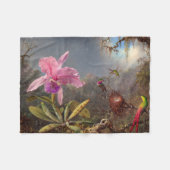 Cattleya Orchid en drie kolibries op kop Fleece Deken (Voorkant (Horizontaal))