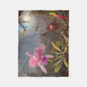 Cattleya Orchid en drie kolibries op kop Fleece Deken (Voorkant)