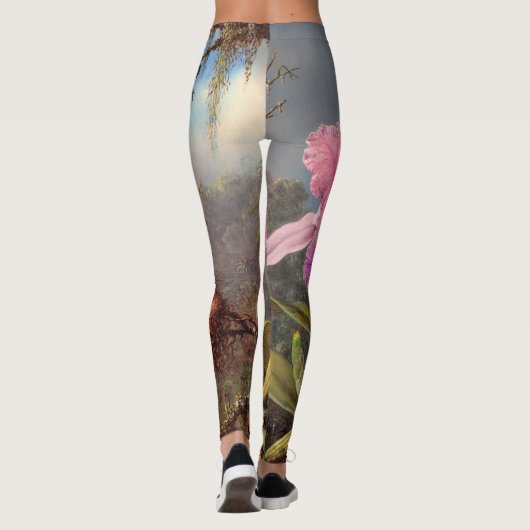 Cattleya Orchid en drie kolibries op kop Leggings (Achterkant)