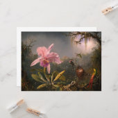 Cattleya Orchid en Three Hummingbird (Heade) Kaart (Voorkant / Achterkant in situ)