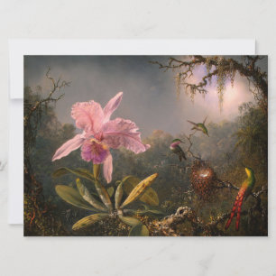 Cattleya Orchid en Three Hummingbird (Heade) Kaart