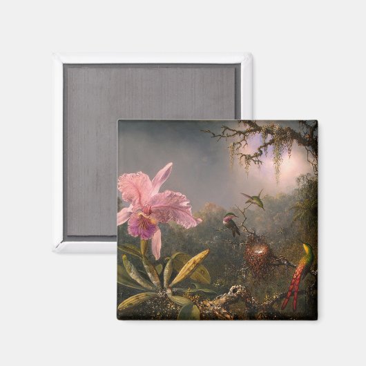 Cattleya Orchid en Three Hummingbird (Heade) Magneet (Voorkant / Achterkant)