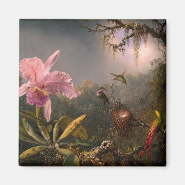 Cattleya Orchid en Three Hummingbird (Heade) Magneet