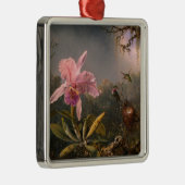 Cattleya Orchid en Three Hummingbird (Heade) Metalen Ornament (Rechts)