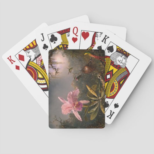 Cattleya Orchid en Three Hummingbird (Heade) Pokerkaarten (Achterkant)