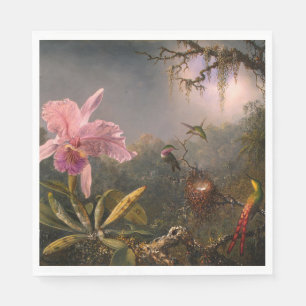 Cattleya Orchid en Three Hummingbird (Heade) Servet