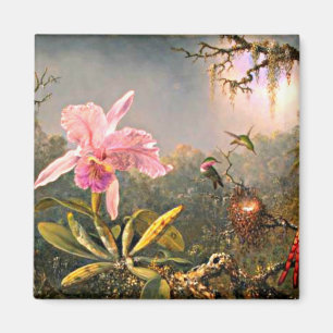 Cattleya Orchid en Three Hummingbird Magneet