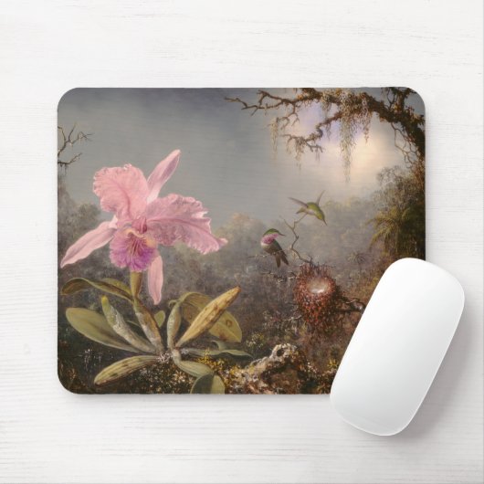 Cattleya Orchid en Three Hummingbird Muismat (Met muis)