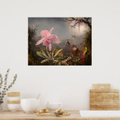 Cattleya Orchid en Three Hummingbird Poster (Keuken)