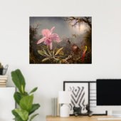 Cattleya Orchid en Three Hummingbird Poster (Thuiskantoor)
