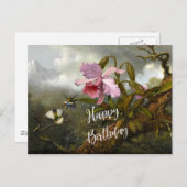 Cattleya Orchid en Two Hummingbird Briefkaart (Voorkant / Achterkant)