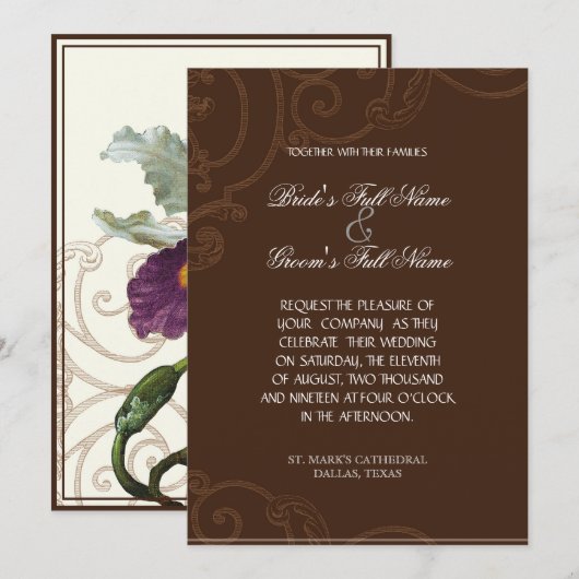 Cattleya Orchid Paars Brown - Weddenschap Kaart (Voorkant / Achterkant)