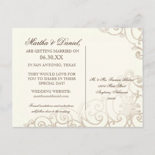 Cattleya Orchid Taupe - Save the Date Briefkaart (Achterkant)