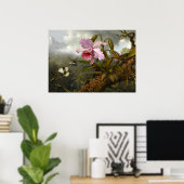 Cattleya Orchid, Two Hummingbird and a Beetle Poster (Thuiskantoor)