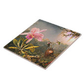 Cattleya-orchidee en drie kolibries tegeltje (Zijkant)