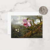 Cattleya-orchidee, twee kolibries en een kever notitiekaartje (Voorkant / Achterkant in situ)