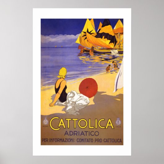 Cattolica Italy Vintage Travel Poster (Voorkant)