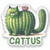 Cattus Cactus Pun Funny Cat Sticker (Voorkant)