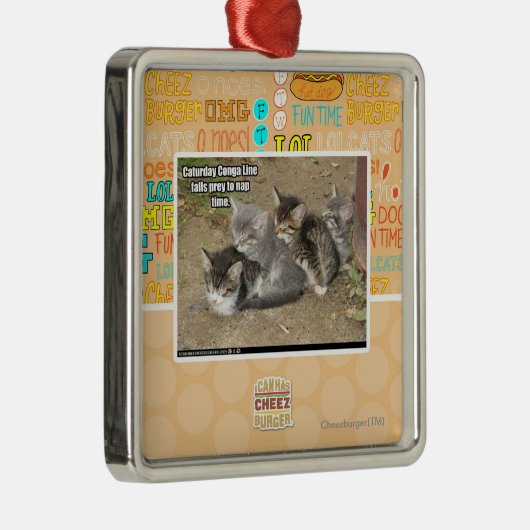 Caturday Conga Line Metalen Ornament (Rechts)