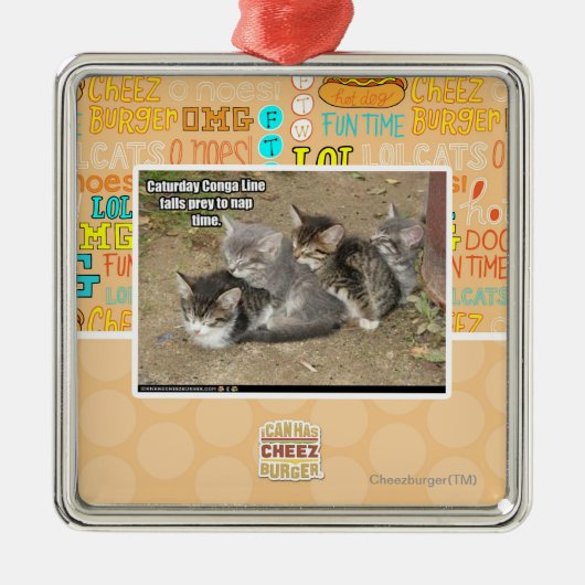 Caturday Conga Line Metalen Ornament (Voorkant)