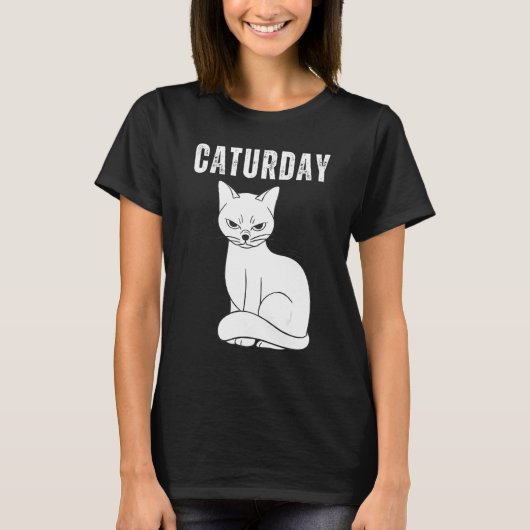 Caturday-grap Fun Grappige Uitspraak Quote Kat T-shirt (Voorkant)