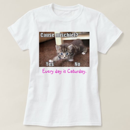 Caturday Mischief T-shirt (Design voorkant)
