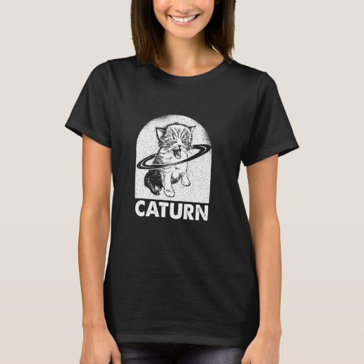Caturn Space Galaxy Saturn Cat Kitten - Planetaire T-shirt (Voorkant)