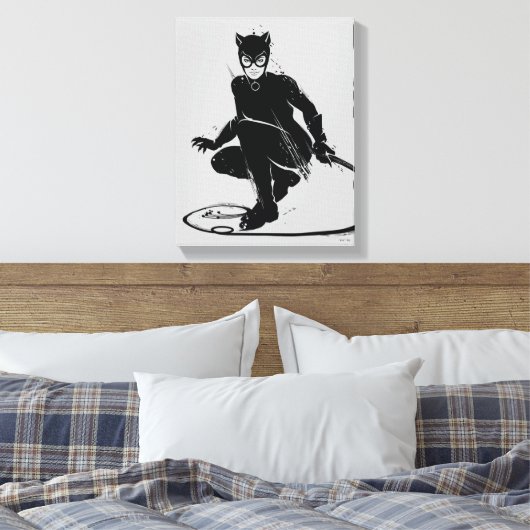 Catwoman Ink Brush Pose Canvas Afdruk (Insitu (Slaapkamer))