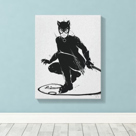 Catwoman Ink Brush Pose Canvas Afdruk (Insitu (Houten vloer))