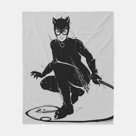 Catwoman Ink Brush Pose Fleece Deken (Voorkant)