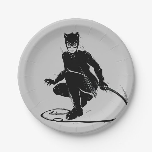 Catwoman Ink Brush Pose Papieren Bordje (Voorkant)