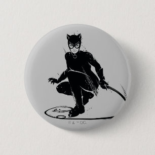 Catwoman Ink Brush Pose Ronde Button 5,7 Cm