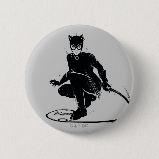 Catwoman Ink Brush Pose Ronde Button 5,7 Cm (Voorkant)