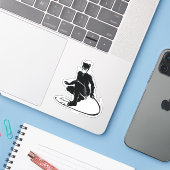 Catwoman Ink Brush Pose Sticker (Laptop met iPhone)