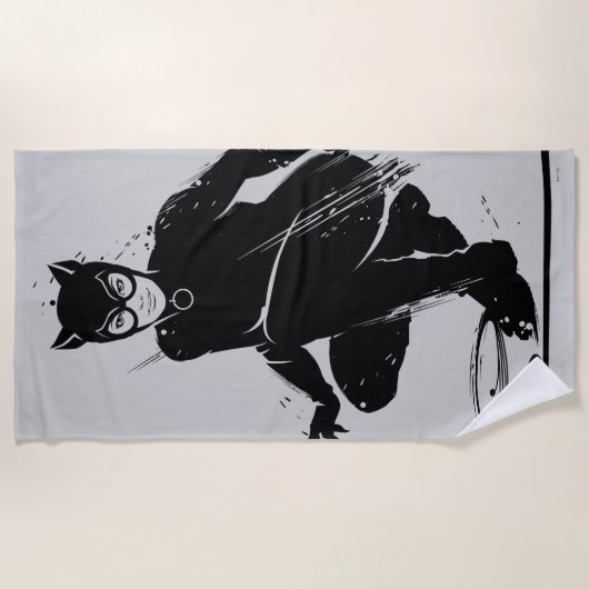 Catwoman Ink Brush Pose Strandlaken (Voorkant)