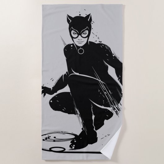 Catwoman Ink Brush Pose Strandlaken (Voorkant)